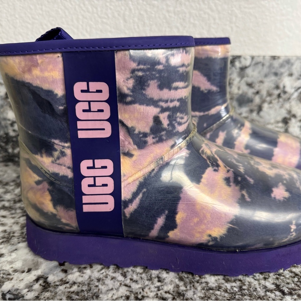 UGG Classic Clear Mini Marble Women 8 Purple Waterproof Boots Steetwear Cozy
